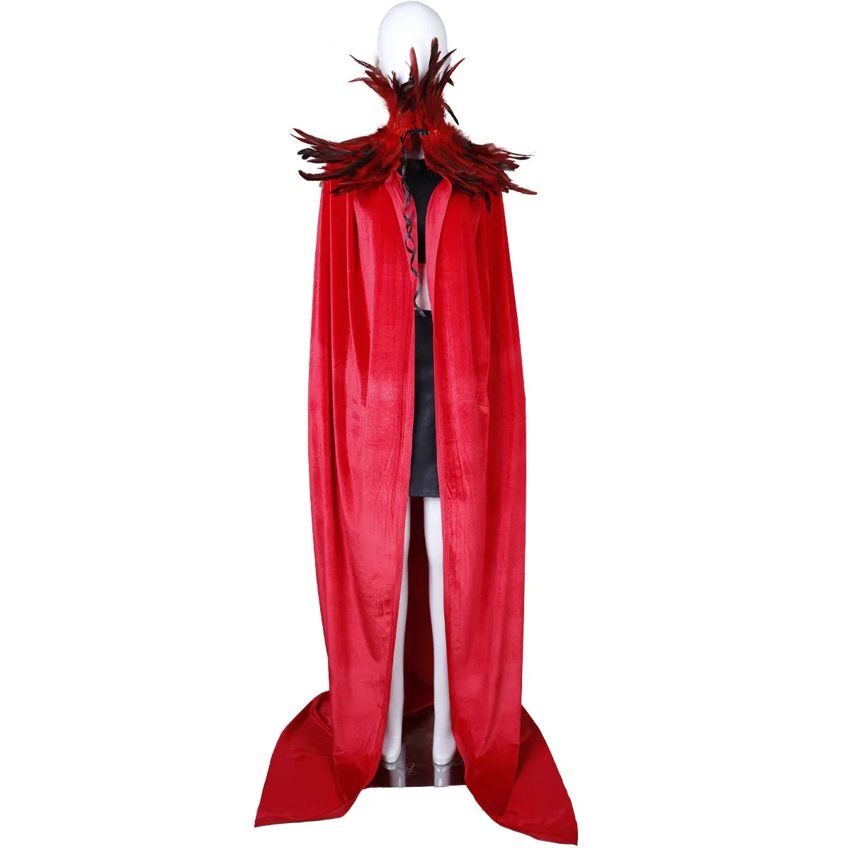 Color: Rose Red - Feather Shawl With  Elegant Gothic Style Cloak With Soft Feathers Perfect For Halloween Or Cosplay