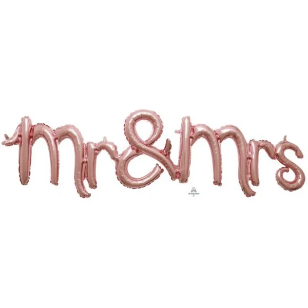Balloon - CI: Script Phrases Mr & Mrs Rose Gold
