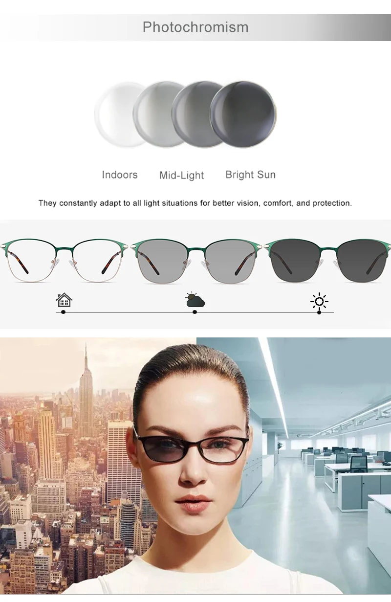 Lenses Color: black, Lens Index: 1.67 - Photochromism Gray Brown 1.56 1.61 1.67 Index Aspheric Lenses UV-proof Myopia Hyperopia Outdoor Prescription Sun Optics Glasses