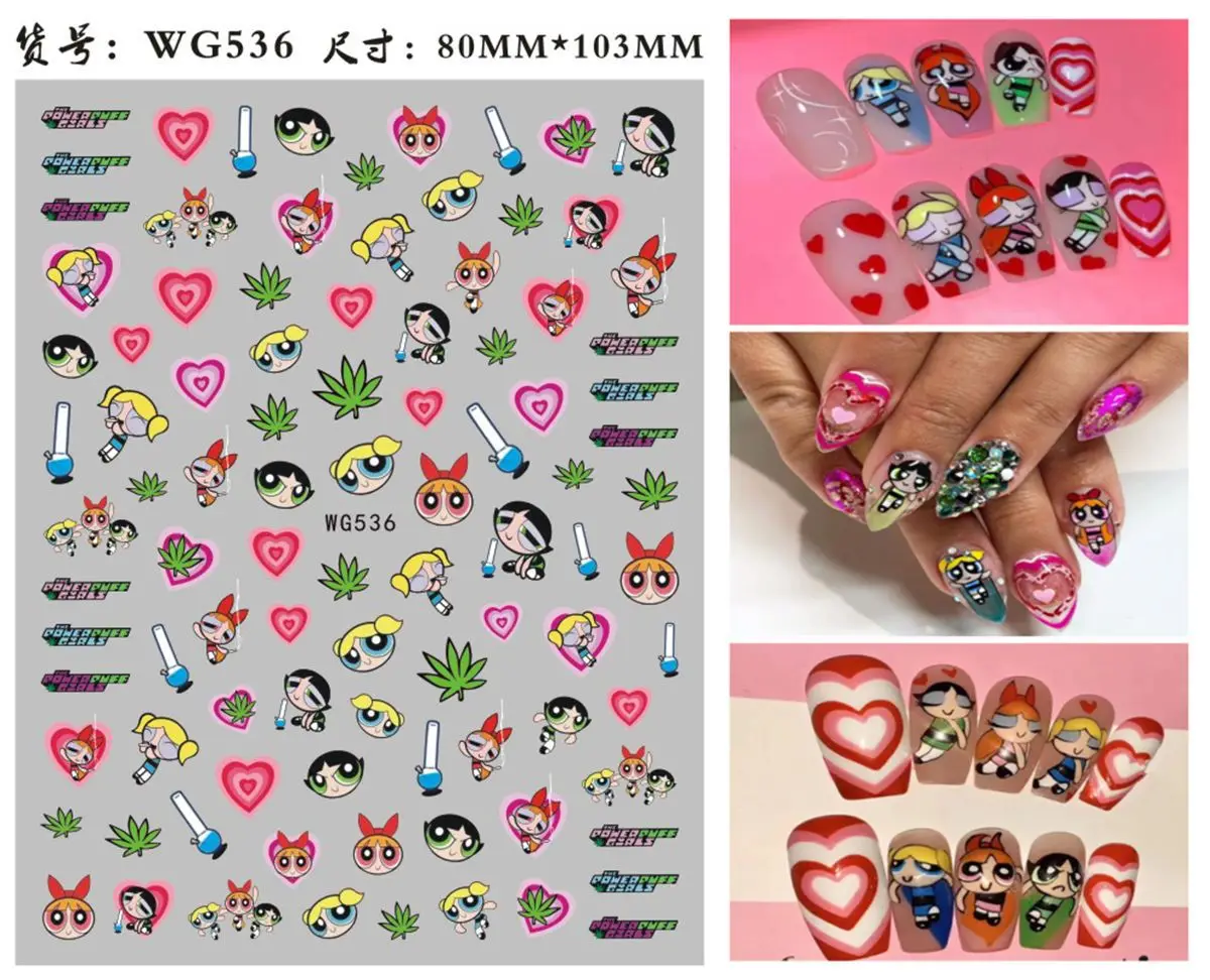 Color: Army Green - 1PCS Big Eyes Girl 3D Adhesive Nail Art Sticker Pikachu Lilo and Stitch Cartoon Nail Sticker Nail Decal Nail Art Decoration