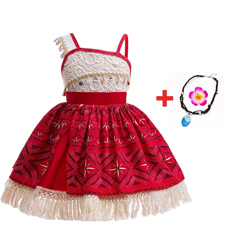 Color: army green, Kid Size: 4T - Disney New Moana Dress Costumes Kids Girl Cosplay Toddler Movie Ocean Adventure Infant Frock Halloween Party With Chick Clothes