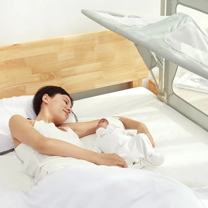 Color: Blue, Ships From: CHINA - IMBABY Baby Safety Barrier Liftable Protective Side Bed 3 in 1 Baby Crib Portable Bed Rail Guard Sleeping Space for Baby Nest