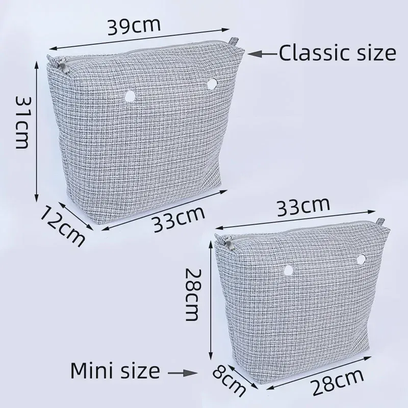 Color: Silver - TANQU Classic Mini linen canvas organizer fabric inner lining Insert for Obag Mini O Bag Women's Handbag Accessory