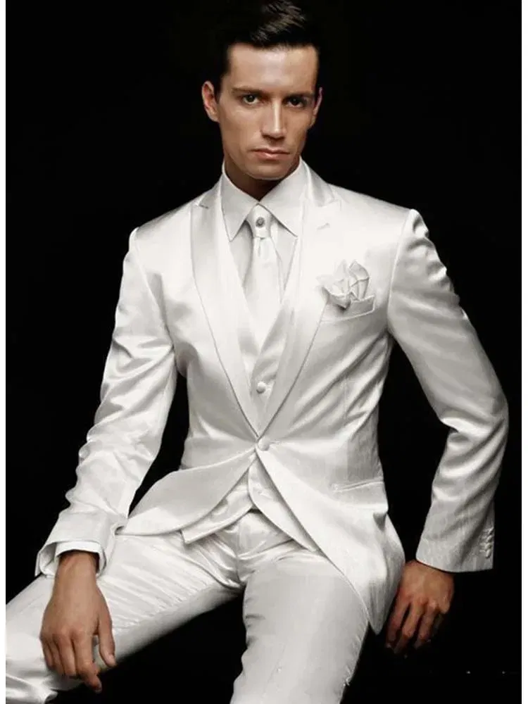 Color: black, Size: S - Men's 3 Piece Suit One Button Tailored Fit Wedding Jacket Tux Vest & Trousers