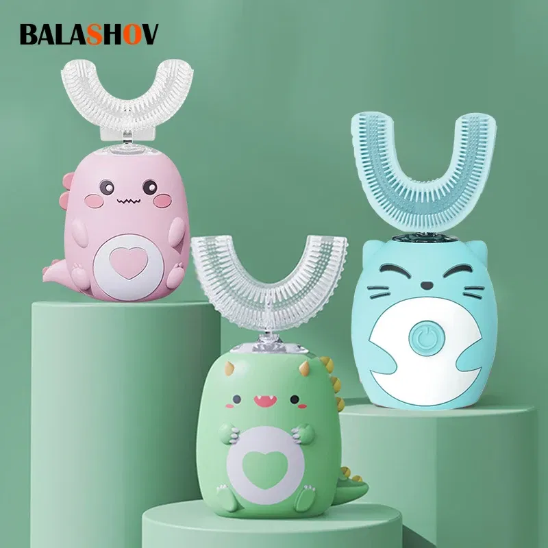 Color: MULTI - Kids U-shaped Sonic Electric Toothbrush Children Silicon Toothbrush 360 Degrees Smart Tooth Brush Teeth Whitening for Waterproof
