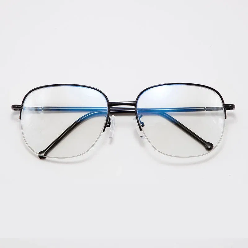 Frame Color: black, Eye Prescription: +400 - Smart zoom Multifocal Reading Glasses Men Women Progressive Anti Blue Ray UV Protect Hyperopia Glasses Half Frame Metal Titanium