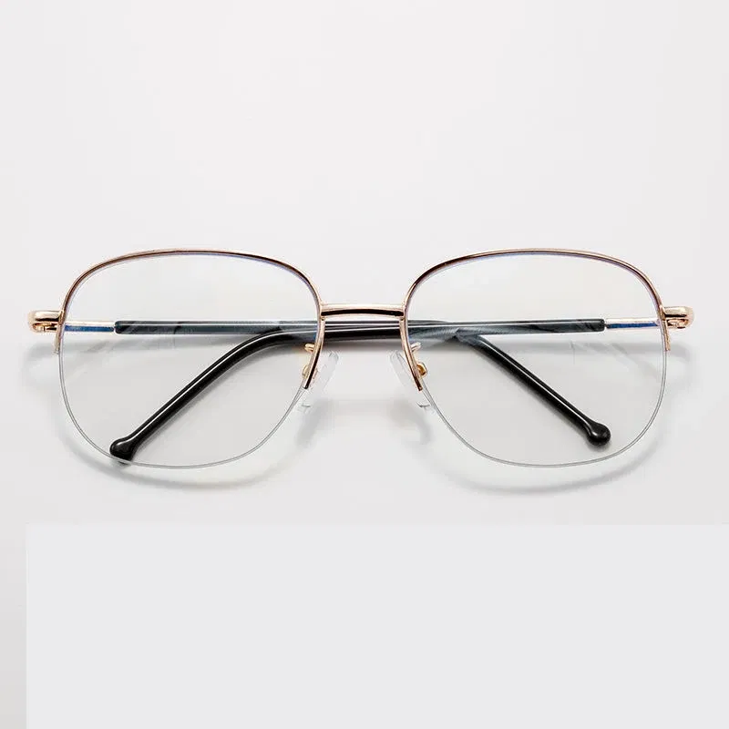 Frame Color: black, Eye Prescription: +400 - Smart zoom Multifocal Reading Glasses Men Women Progressive Anti Blue Ray UV Protect Hyperopia Glasses Half Frame Metal Titanium
