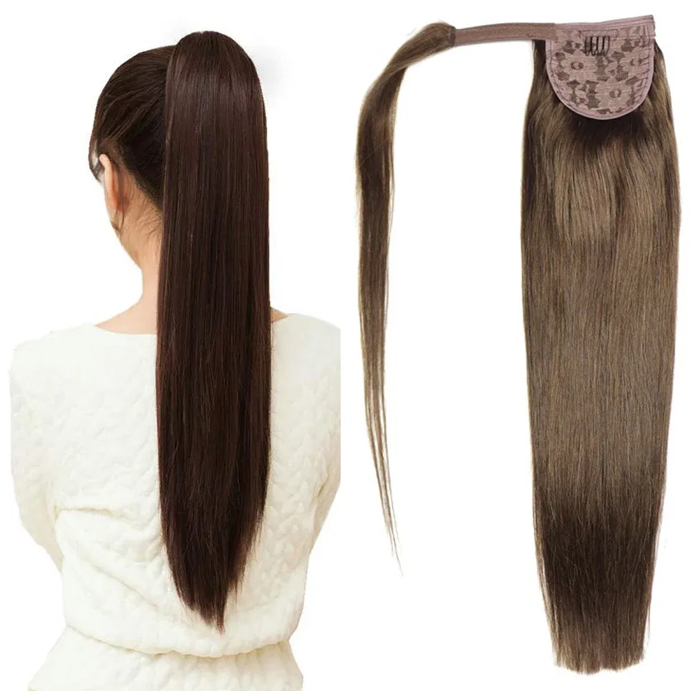Color: P27/613, Life Span: 6 Months With Proper Care, Stretched Length: 18inches, Longest Hair Proportion: 35%-45% - ZZHAIR 100% Human Hair Extensions 16"-28" Machine Made Remy Magic Wrap Around Ponytail 60g-120g Clip In Horsetail Stragiht