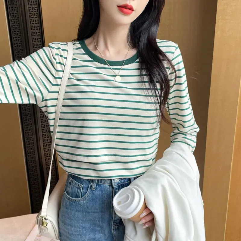 Color: green, Maternity Size: M - Striped Cotton Maternity Nursing Tees Casual Long Sleeve Breastfeeding T Shirts For Pregnant Women After Delivery Lacation Tops