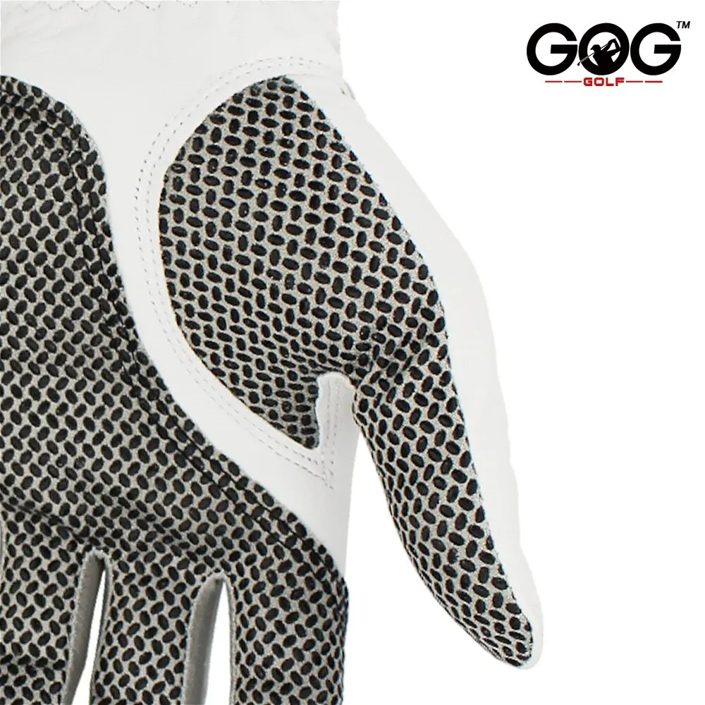 Size: M, Color: Yellow - Pack 1 Pc Golf Gloves Men's Left/Right Hand Soft Breathable Pure Sheepskin With Anti-slip Granules Golf Gloves Golf Men