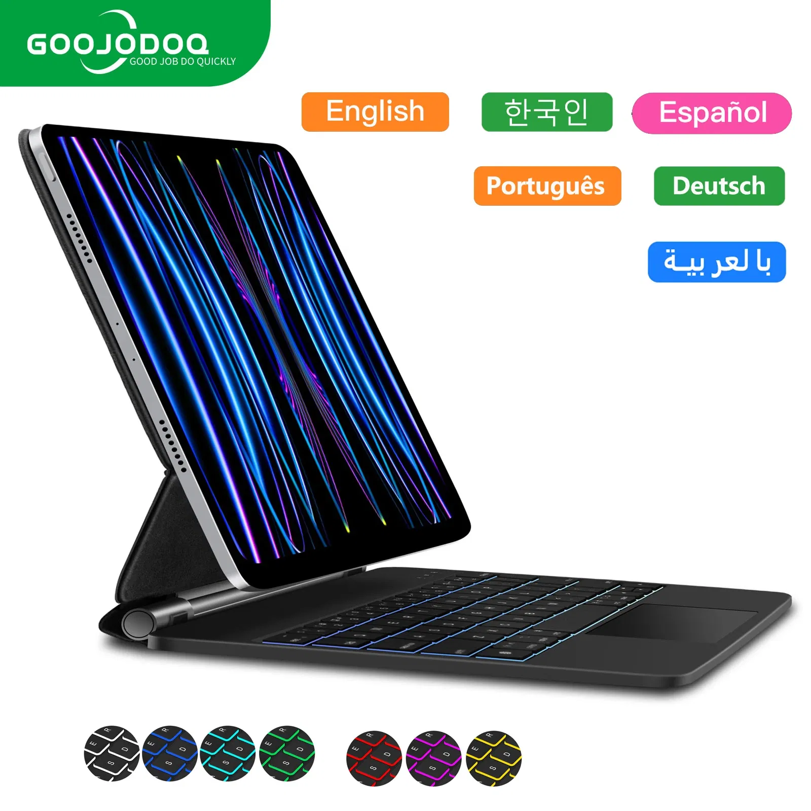 Color: PURPLE - GOOJODOQ Backlight Magic Keyboard for iPad Air 6 2024 case for iPad Air 11 inch case iPad Air 5 Air 4 10.9 inch Cover  folio