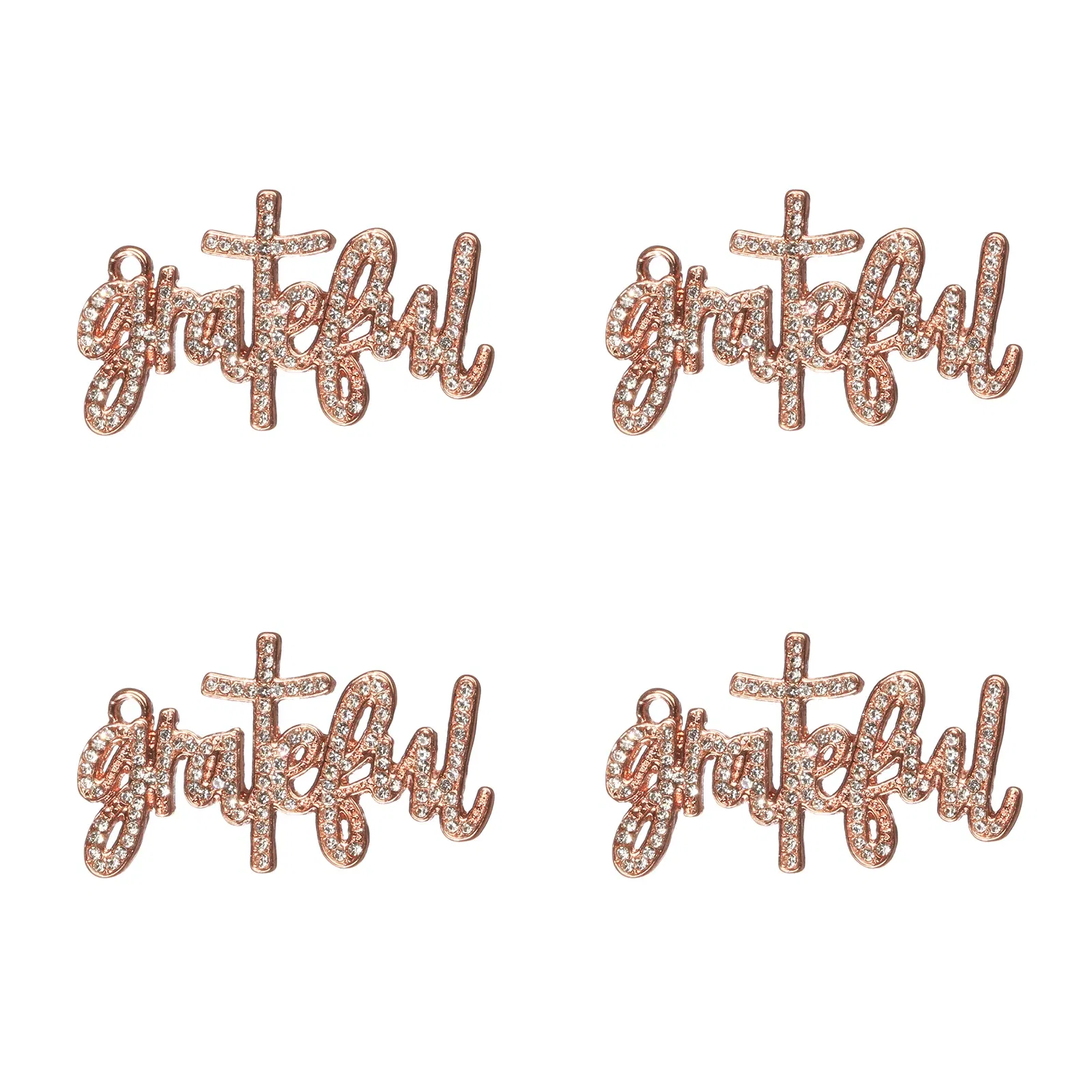 Metal color: ROSE GOLD COLOR, Ships From: CHINA - 10pcs Grateful Rhinestone Letter Charms Fit for Bracelet DIY Jewelry Making LTC0337-LTC0340