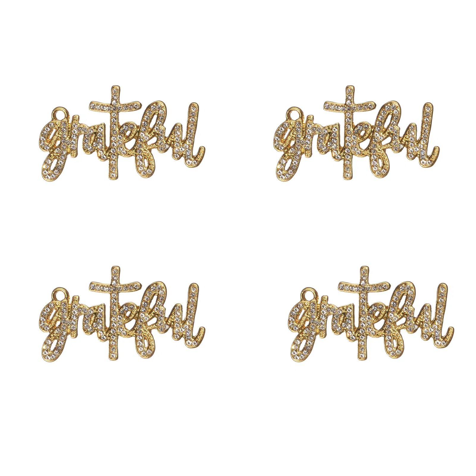 Metal color: ROSE GOLD COLOR, Ships From: CHINA - 10pcs Grateful Rhinestone Letter Charms Fit for Bracelet DIY Jewelry Making LTC0337-LTC0340