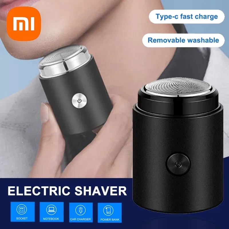 Color: Orange - Xiaomi Men's Electric Shaver Mini Travel Beard Razor Shaving Machine Wet-Dry Dual Use Washable USB Rechargeable Hair Trimmer