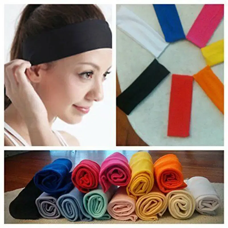 Color: Yellow - Sweatband Headband Elasticity Sweat Bands Stretch Head Hair Band Sports Safety Yoga Basketball Gym Sport for Men and Women