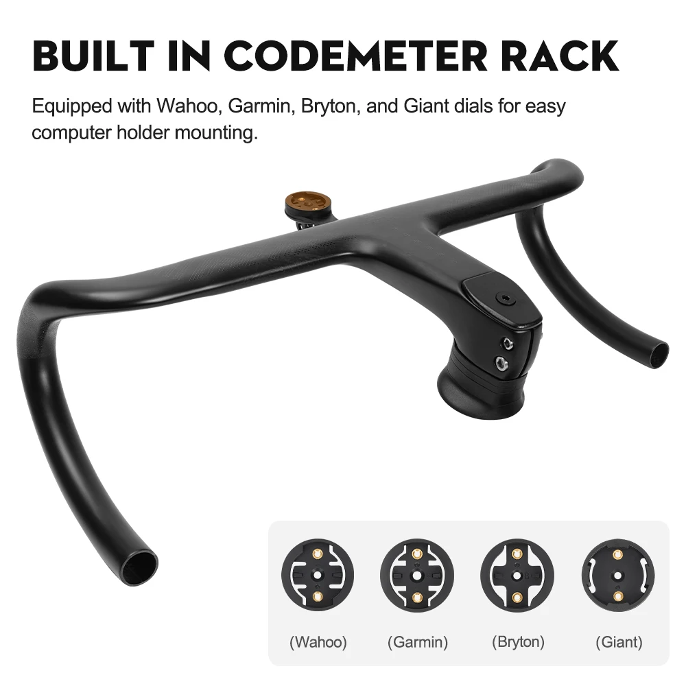Color: light yellow - TOSEEK Carbon Handlebar Road Carbon handlebar Drop bar T800 Carbon Integrated Handlebar Di2 Bicycle Accessories Carbon Drop bar