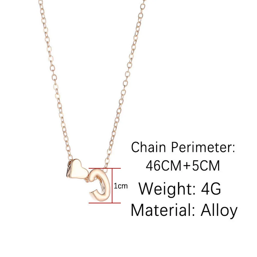 Metal Color: RED-BROWN, Main Stone Color: GRAY - Fashion Tiny Heart Dainty Initial Necklace Gold Color Letter Name Choker Necklace For Women Pendant Jewelry Gift