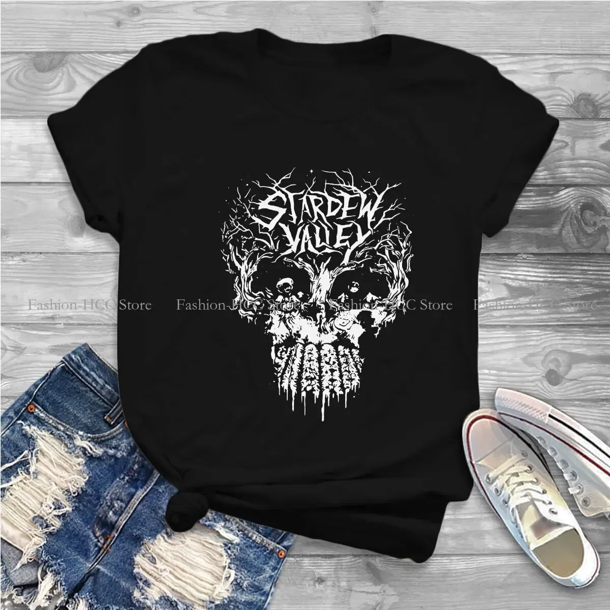 Color: WHITE, Size: S - Active Hipster Polyester TShirts Stardew Valley Game Abigail Sebastian Female Style Tops T Shirt Round Neck