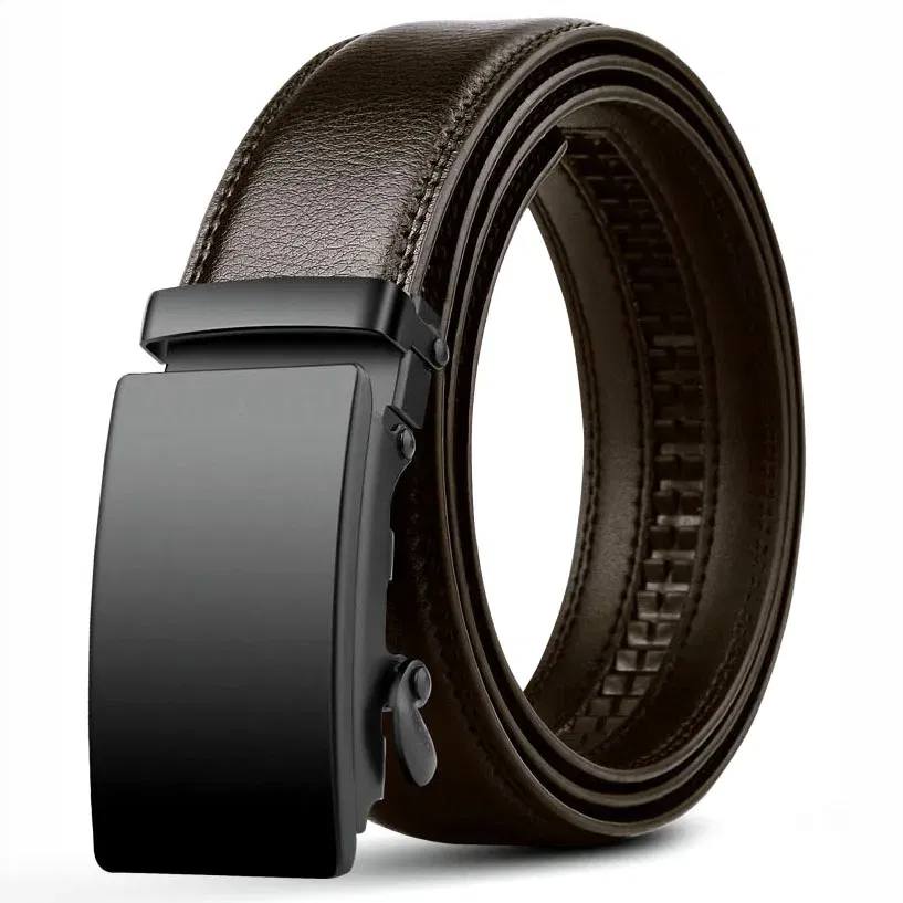 Color: black, Belt Length: 105CM - Famous Brand Business Belt Men Top Quality PU Luxury Leather Waist Strap Black Male Automatic Buckle Jeans Belts for Men