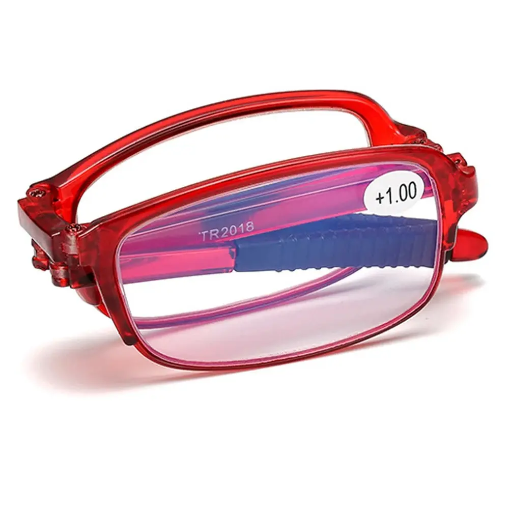 Frame Color: Black, Eye Prescription: +100 - Folding Reading Glasses Women's Presbyopia Glasses Ultra Light Fashionable Portable Anti Blue Light Men's TR90 Eyewears Glasses