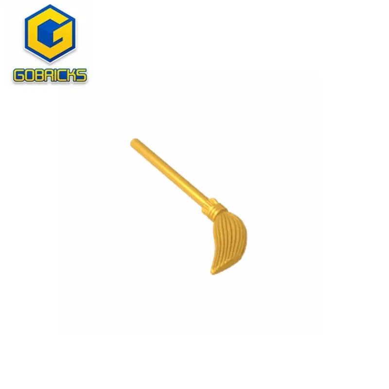 Color: Wood - Gobricks GDS-2075 Minifig, Utensil Broom compatible with lego 4332 Technical gifts Assembles Building Blocks Liftarm Modified