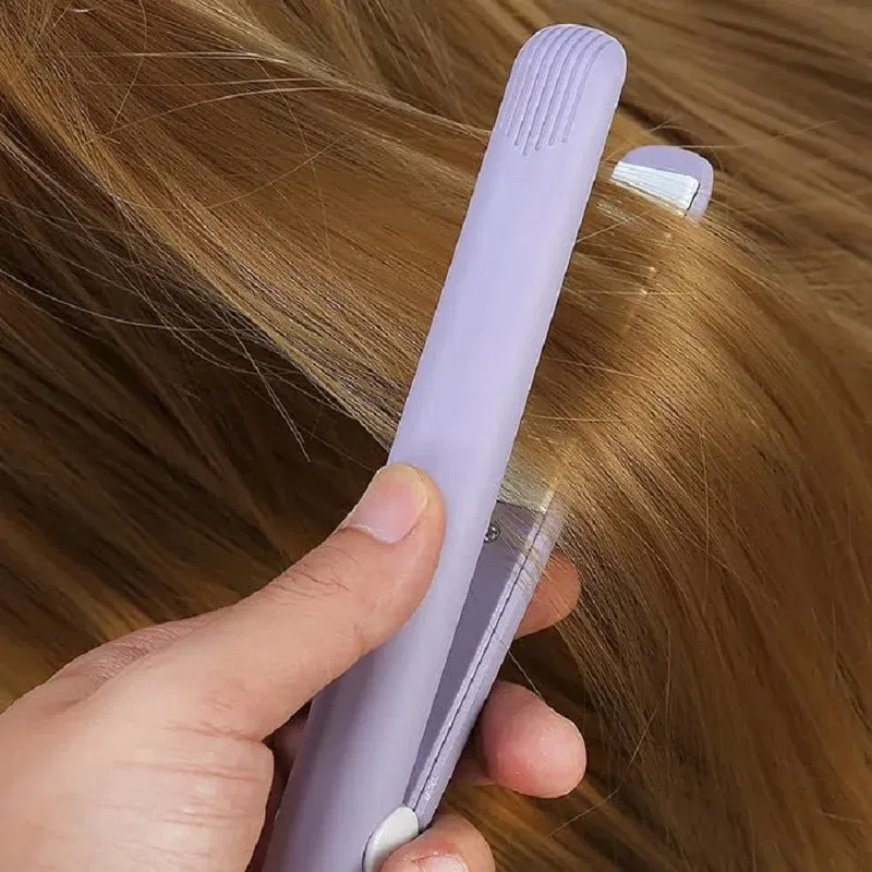 Color: WHITE, Plug standard: UK - Mini Flat Iron For Travel Hair Straightener Small Portable Straightening Iron Ceramic Women Men Quick Easy Short Hair Styling