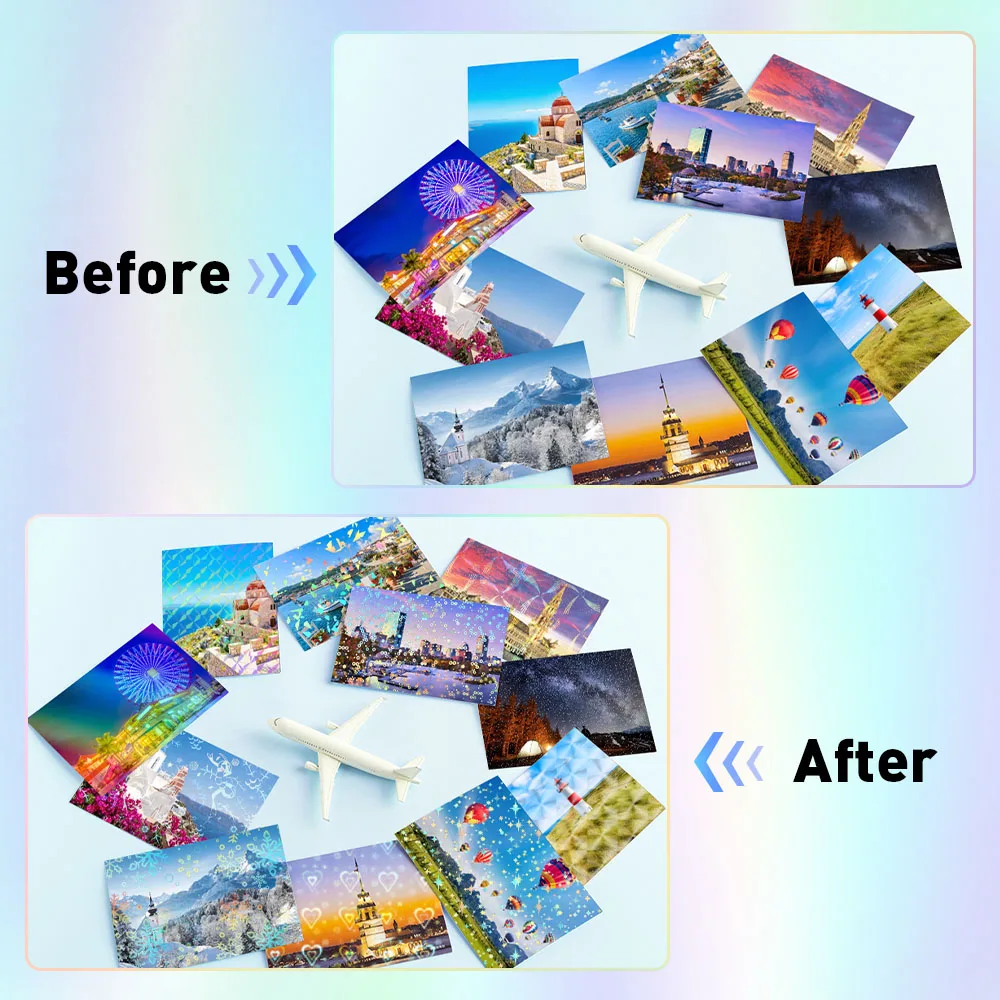 Color: green - 10 Sheets Cold Laminating Film Paper A4 Sheet Self Adhesive Sticker Protect Photo Waterproof Transparent Star Lamination Film