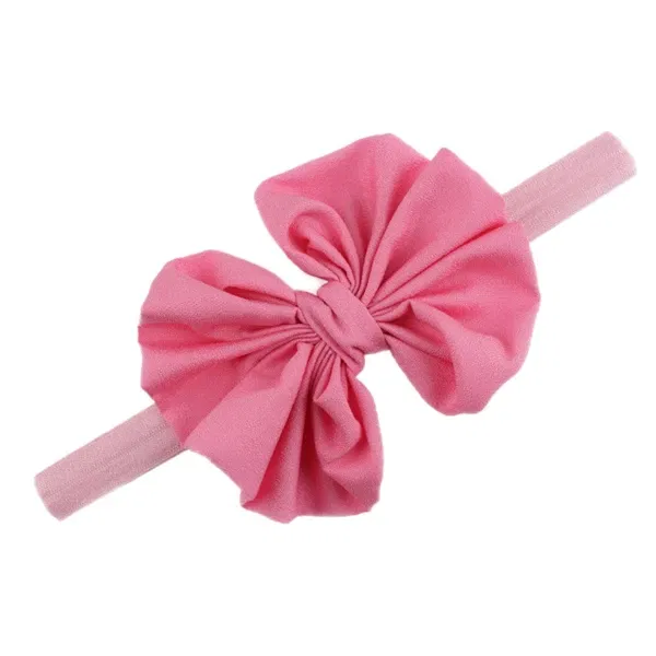Color: Ivory - Baby girls hair bow flower Headband Kids Girls Bowknot Elastic Hair Band Headwear Newborn Head Band children hair Accessories