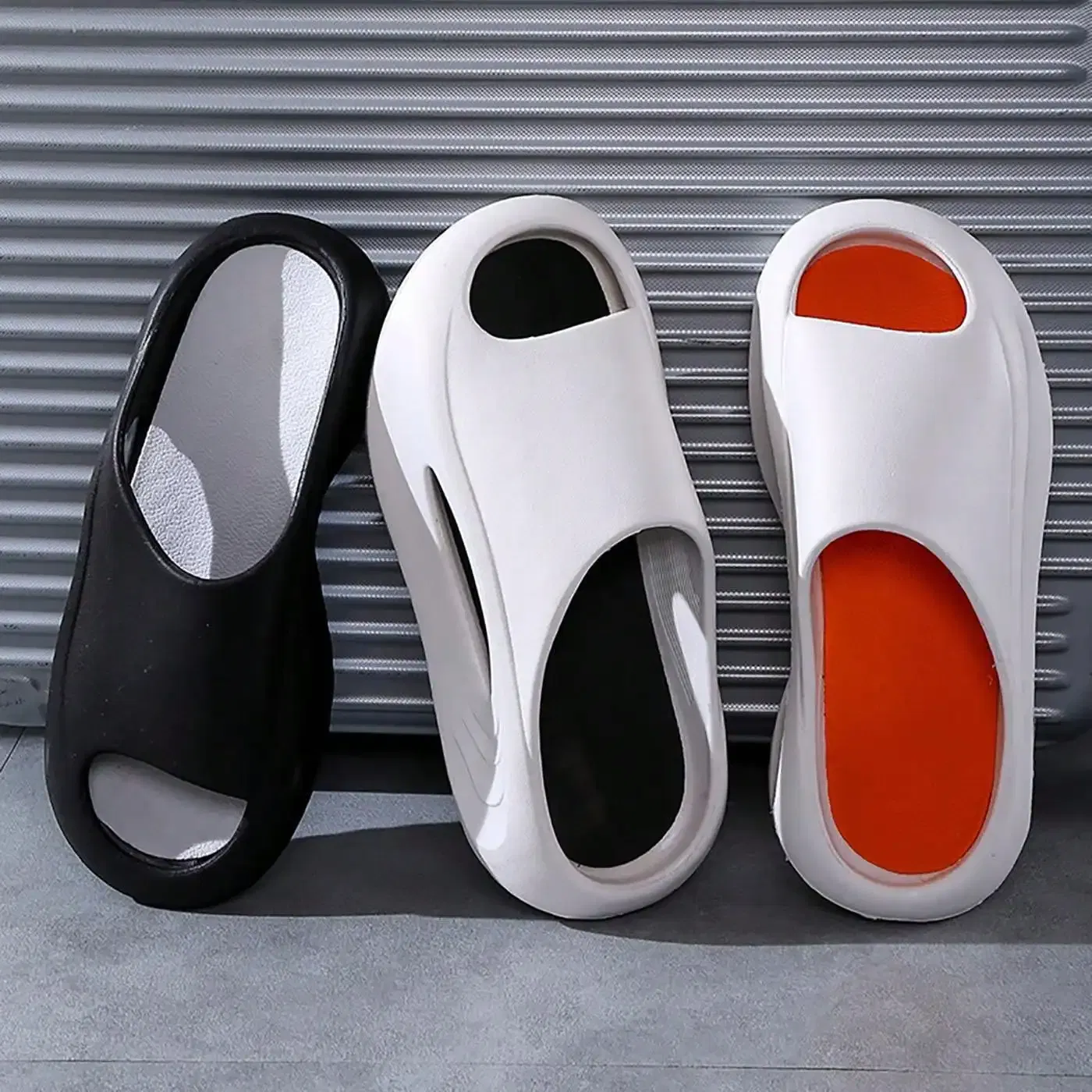 Color: WHITE, Shoe Size: 41.5 - Summer Slippers for Men and Women Thick Bottom Eva Step on the Poop Feeling Outside Wear Non-slip Casual Bathroom Slippers