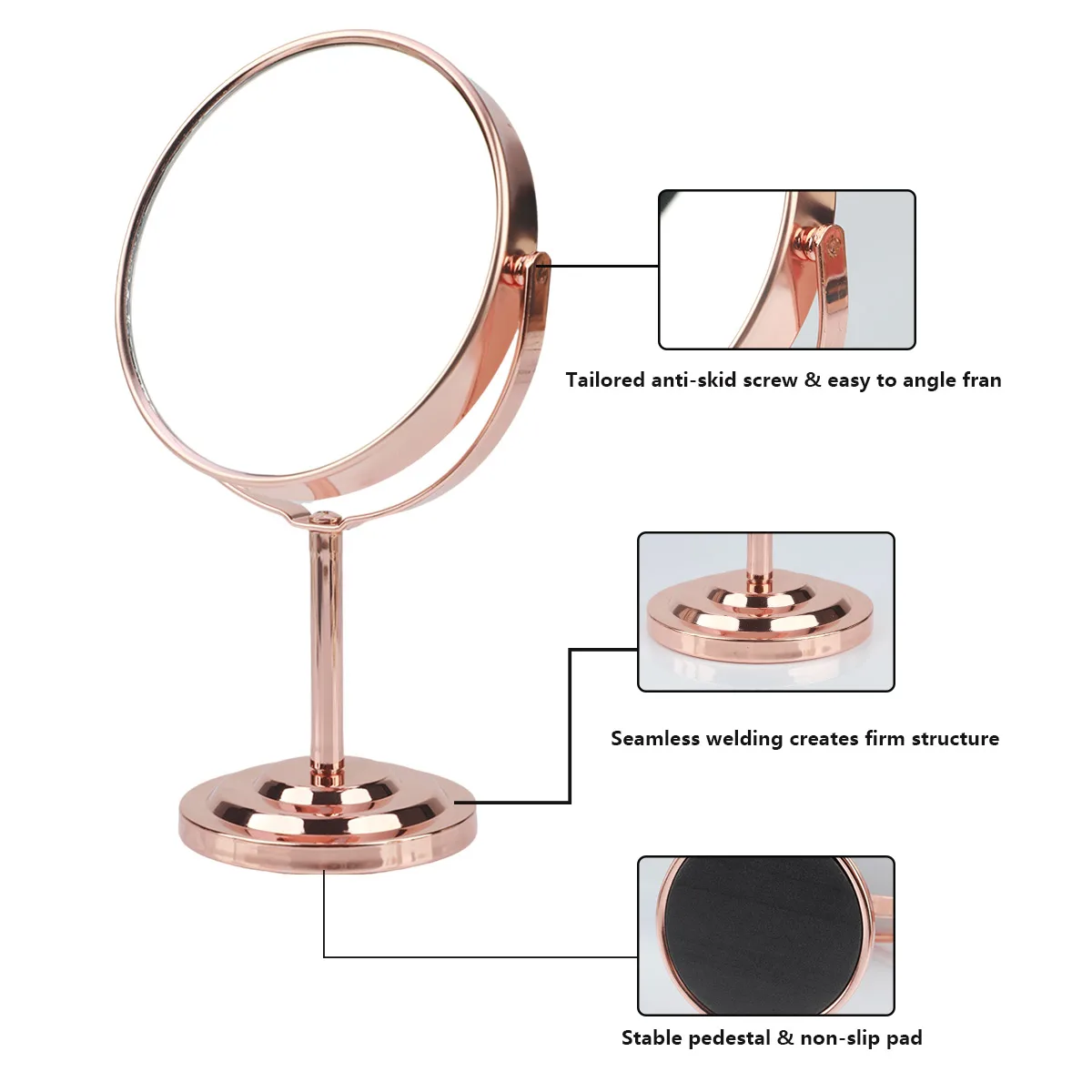 Color: Red - 3/4/5in Double-Side Makeup Mirror With 2X Magnification Clear Reflection And Easy To Carry Desktop Vanity Mirror With Stand