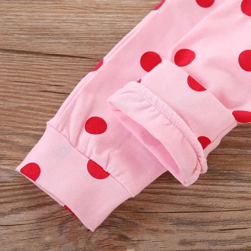 Color: Beige, Kid Size: 6M - Spring Fall Cotton Newborn Baby Girl Clothes 0-3 Months Polka Dot Unisex Infant Clothes Set Boy 3-piece Clothing With Hat