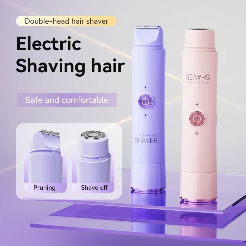 Color: black - Double Head Electric Epilator Women Rechargeable Painless Hair Remover Shaver for Body Private Areas Bikini Gentle Trimming