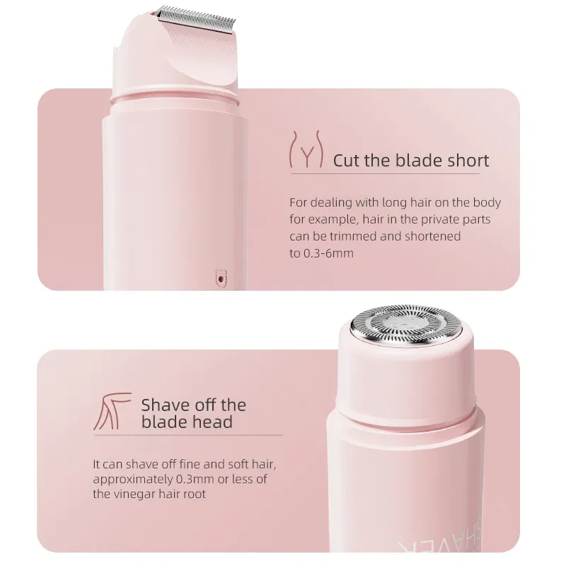 Color: black - Double Head Electric Epilator Women Rechargeable Painless Hair Remover Shaver for Body Private Areas Bikini Gentle Trimming
