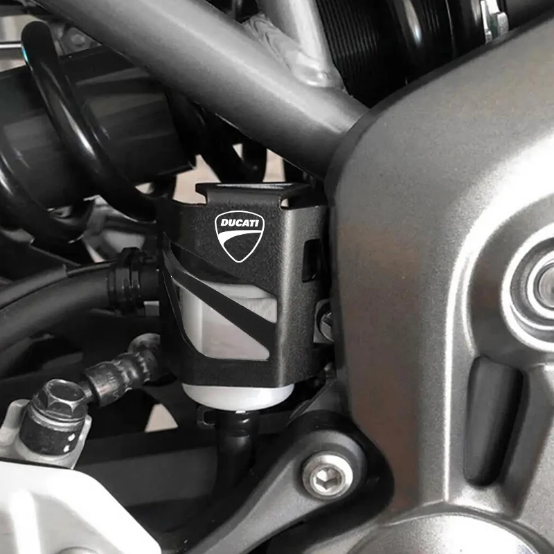 Color: Dark Grey - Brake Fluid Reservoir Guard Cover Oil Tank Cup Protection For Ducati Multistrada 1100 S 1200 S GT 1260 Monster 1100 Accessories