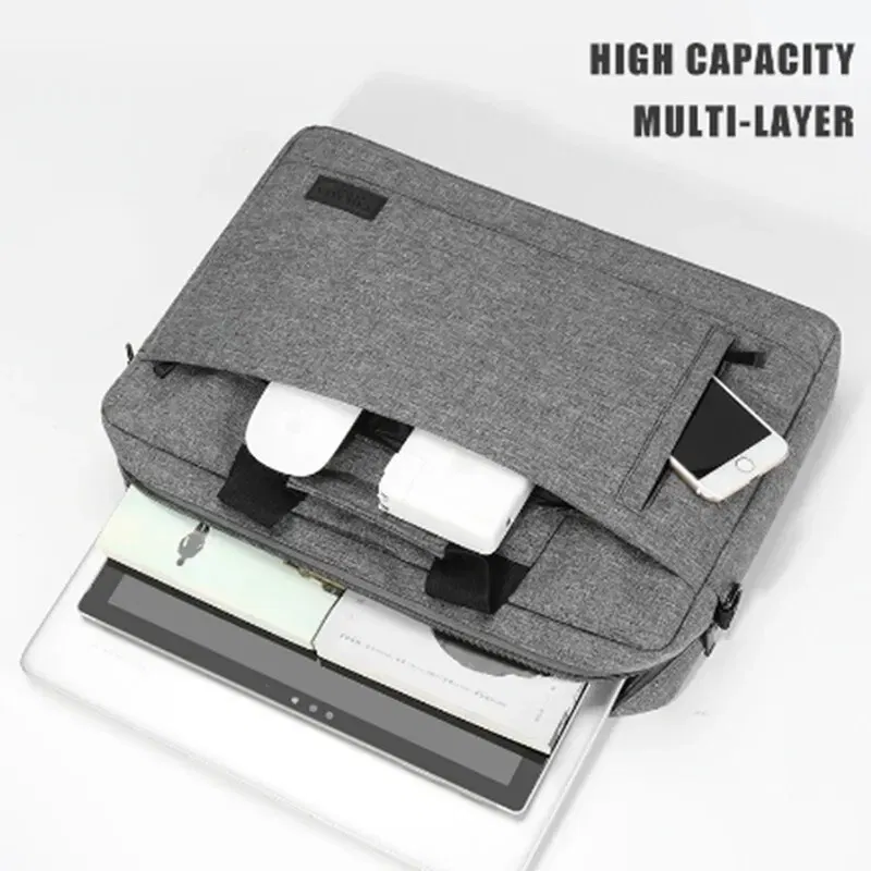 Size: 17-inch, Color: GRAY - Business Laptop Bag Case Shoulder Tote Bag Notebook Bag Briefcase For 13 15 17 Inch Macbook Air Pro HP Huawei Asus Dell