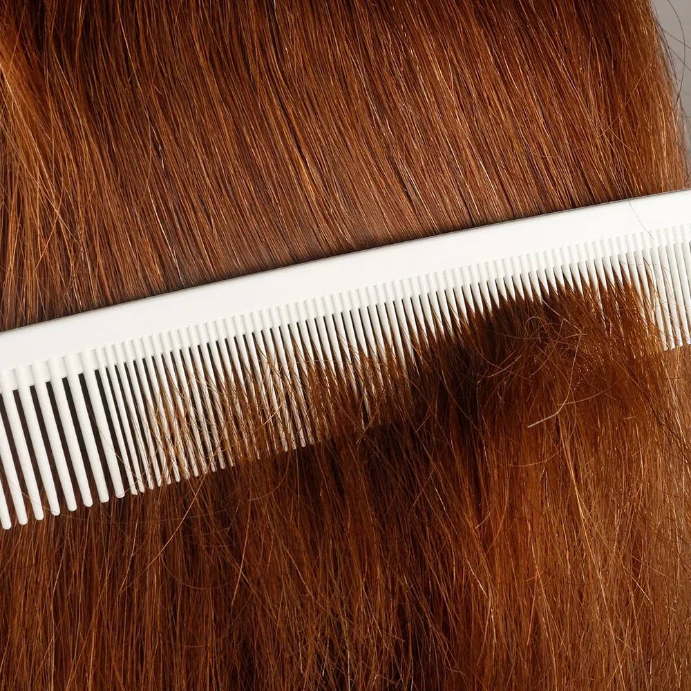 Color: LIGHT GRAY - Mythus Hairdressing Carbon Comb For Haircut Barber Anti Static White Rat Tail Comb Beauty Professional Hair Styling Tools Comb