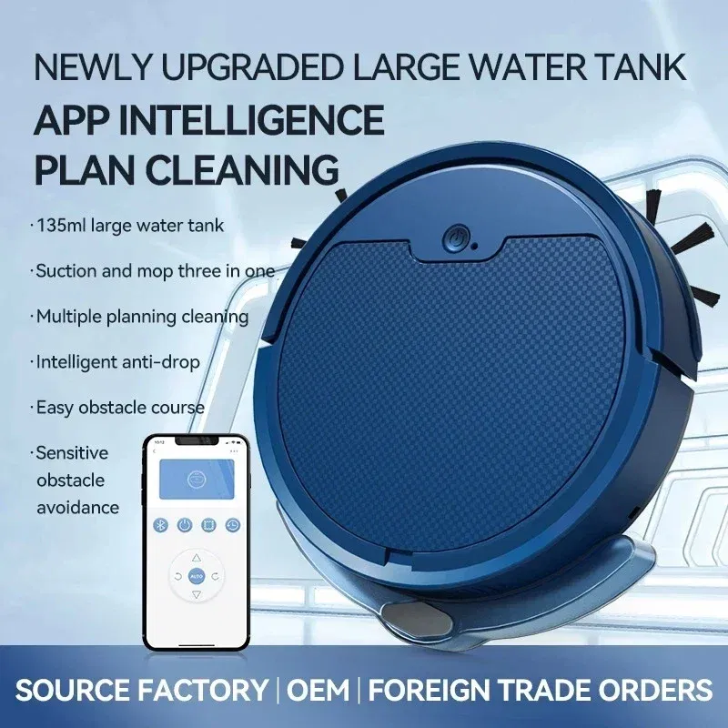 Color: Blue - New Xiaomi Automatic Sweeping Robot Vacuum Cleaner APP Control Water Tank Sweep And Wet Mopping Vacuum Clean Intelligent Robot