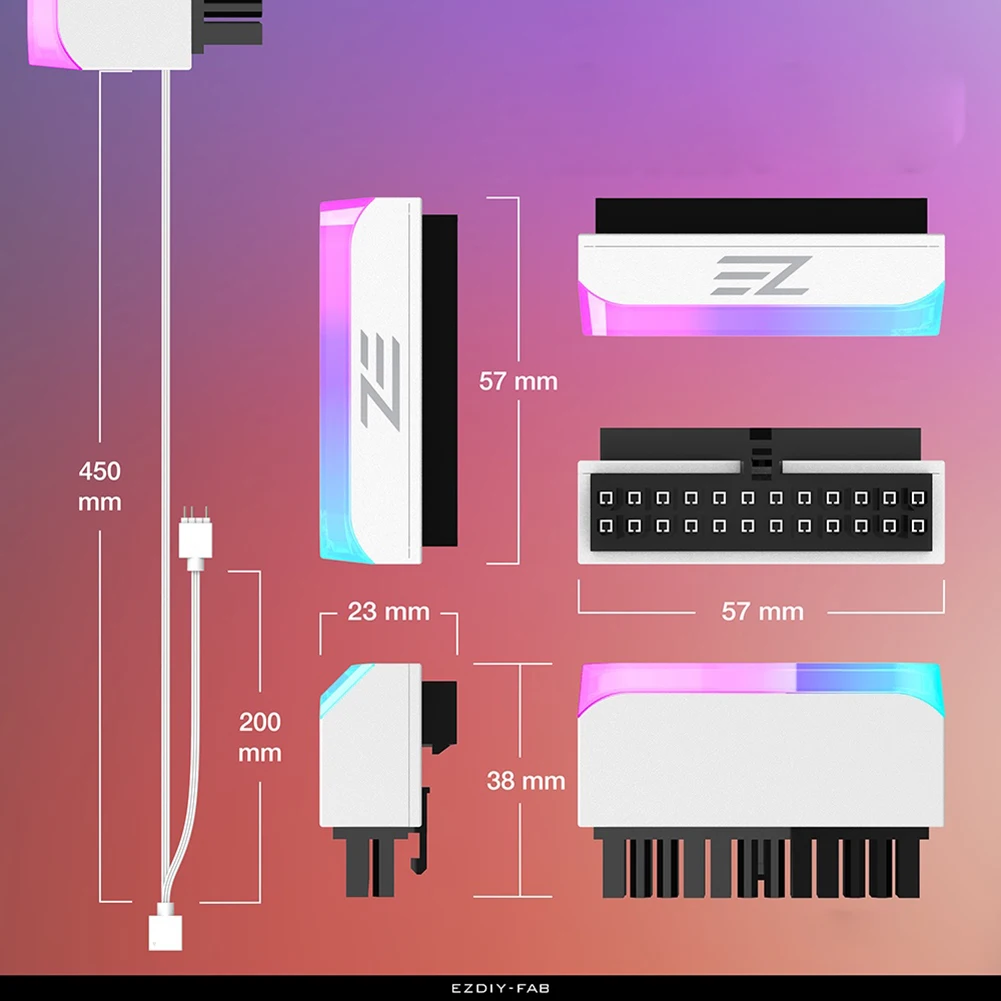 Color: Red, Ships From: CHINA - ATX 24 Pin to 90 Degree Power Plug Adapter ARGB Mainboard Motherboard Power Supply Cable Modular DIY Mounting Accessessory