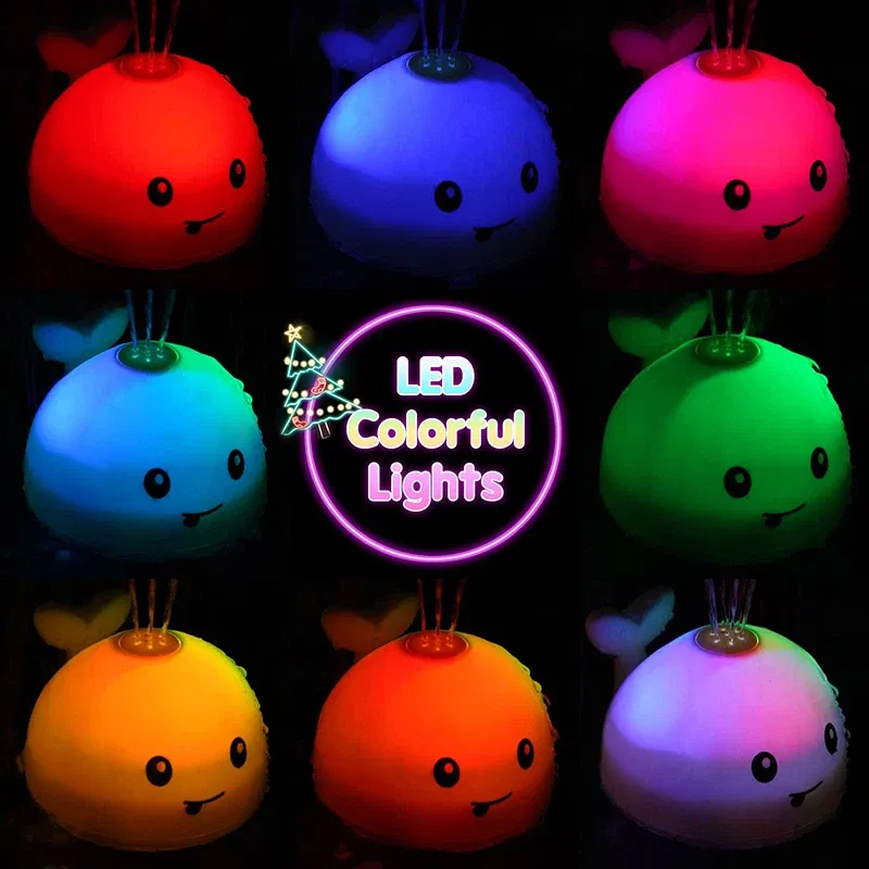 Color: WHITE - Upgraded Baby Rechargeable Bath Toy with Waterproof Light Up Whale Spray Water Bathtub for Toddlers Kids Pool Bathroom Toys