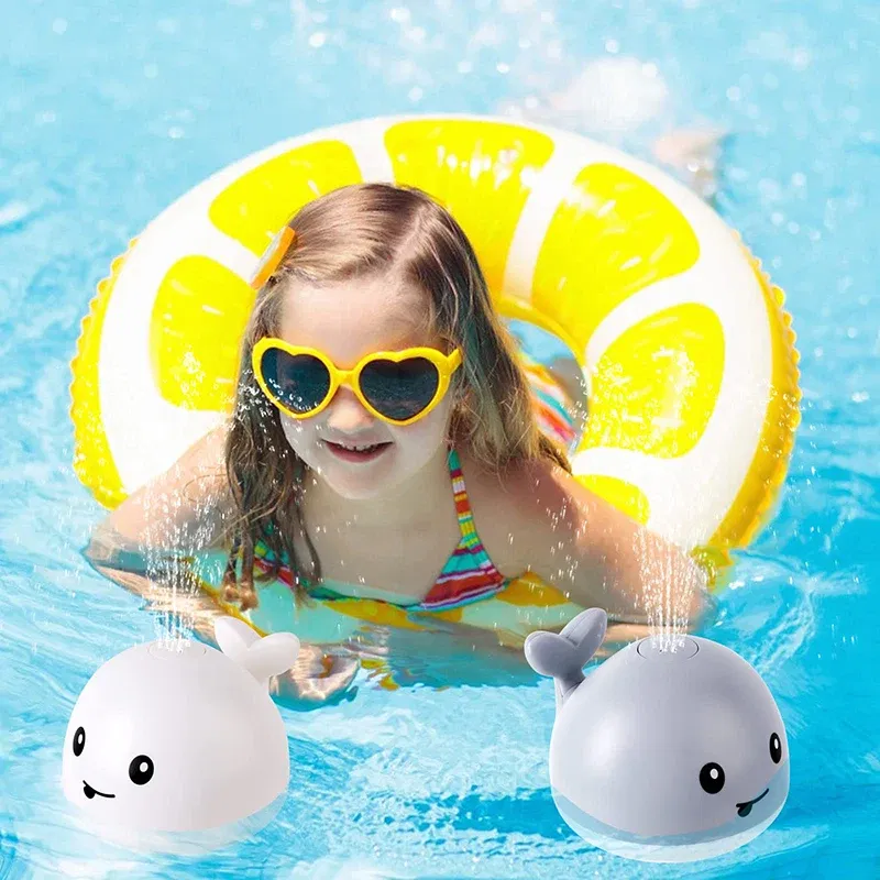 Color: WHITE - Upgraded Baby Rechargeable Bath Toy with Waterproof Light Up Whale Spray Water Bathtub for Toddlers Kids Pool Bathroom Toys