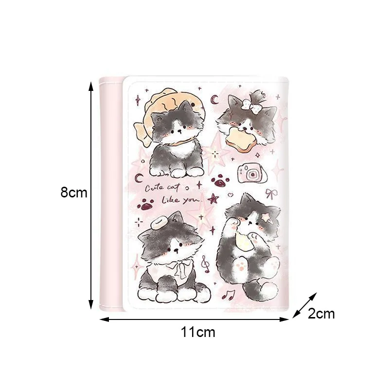 Color: Gold - PU Leather Cute Women Wallet Coin Purse Simple 3 Folds Multi-card Slots Card Holder Cute Cat Dog Short Wallets for Girls