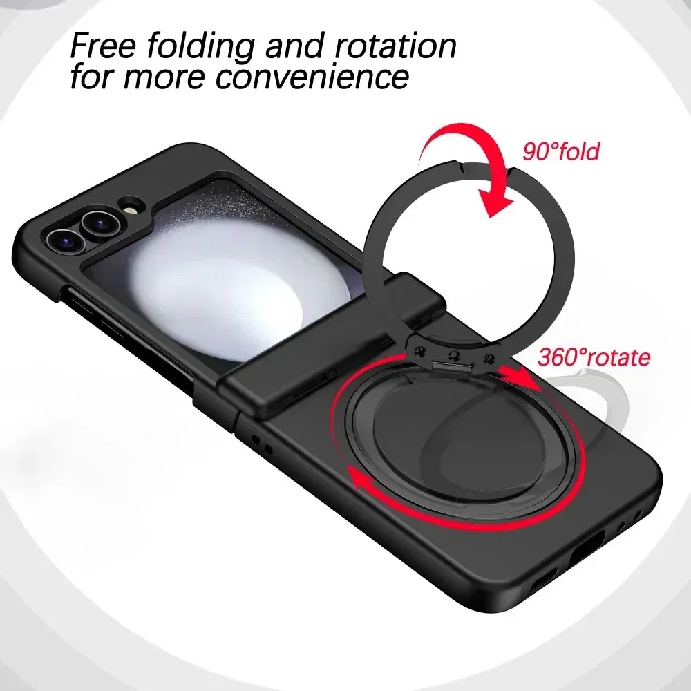 Color: Lavender, Material: Cotton Fabric - For Samsung Galaxy Z Flip 3 5 4 6 Magsafe Case Wireless Charging Hinge All-inclusive Flip Shockproof Hard Magnetic Holder Cover