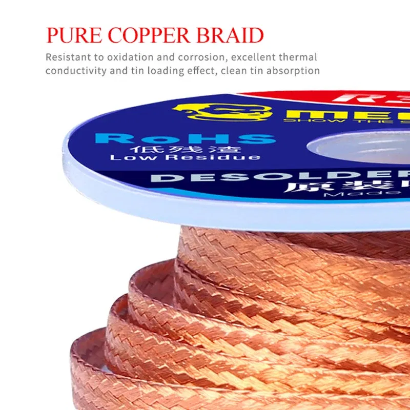 Diameter: 0.3mm - 5pcs/lot MECHANIC Desoldering Wire Solder Wick Tin Remover 1.5m Length Desoldering Braid PCB Welding Rework Tool