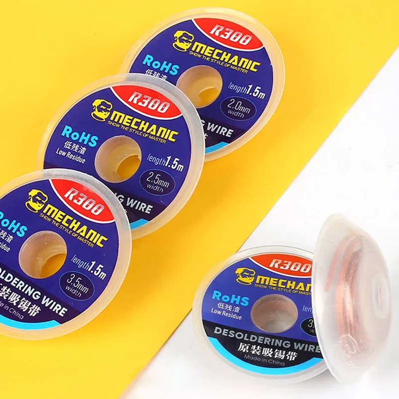 Diameter: 0.3mm - 5pcs/lot MECHANIC Desoldering Wire Solder Wick Tin Remover 1.5m Length Desoldering Braid PCB Welding Rework Tool