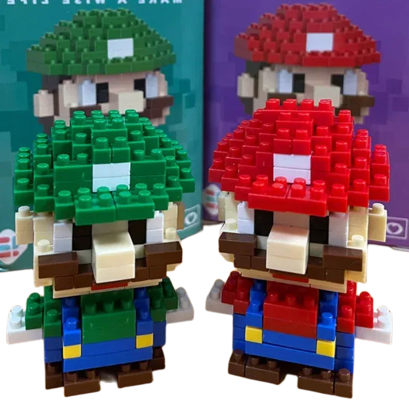 Color: Orange - Super Mario Bros Building Blocks Luigi Cartoon CharacterAssembled Model Building Block Dolls Toys Children Gifts Toy Figures