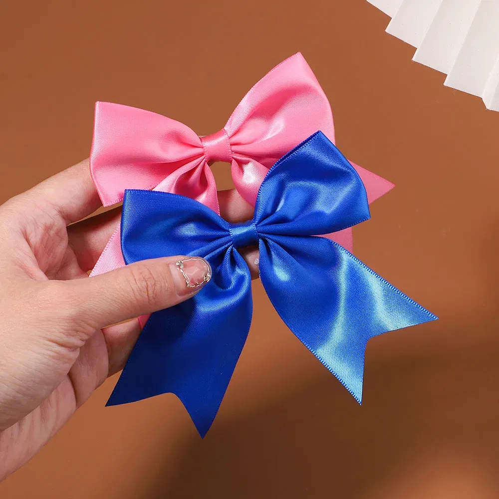 Color: Lavender - 2Pcs/set Delicate Ribbon Cheer Bows Hair Clip for Kids Solid Color Hairpins Barrettes Handmade Headwear Girl Hair Accessories