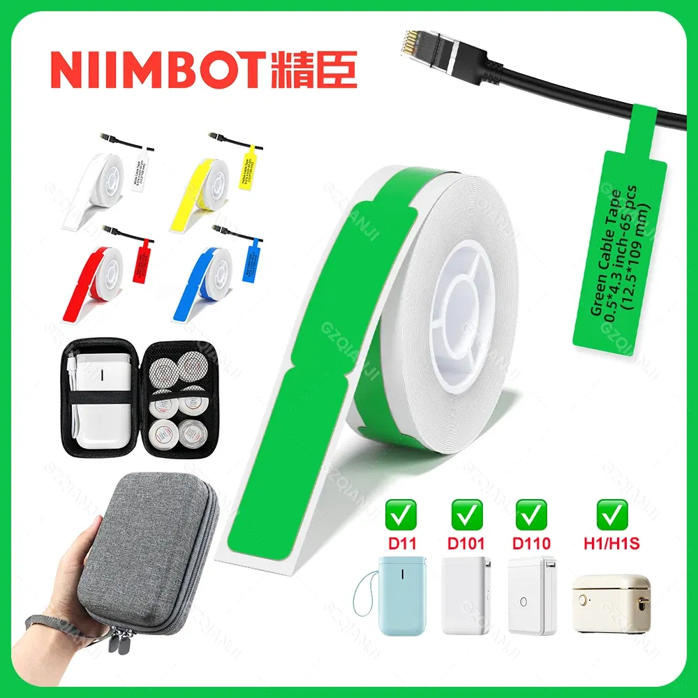 Color: PURPLE - NIIMBOT Sticker Self-adhesive Label Thermal Papers for D11 D101 D110 Mini Printer White Colorful Waterproof Cable Tape Rolls