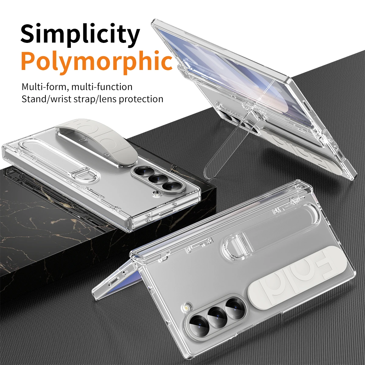 Color: Claret, Material: ABS - Touch Pen Case For Samsung Galaxy Z Fold 6 5 4 3 Skin Friendly Folding Hinge with Elastic Wrist Band Screen Tempered Film Cover