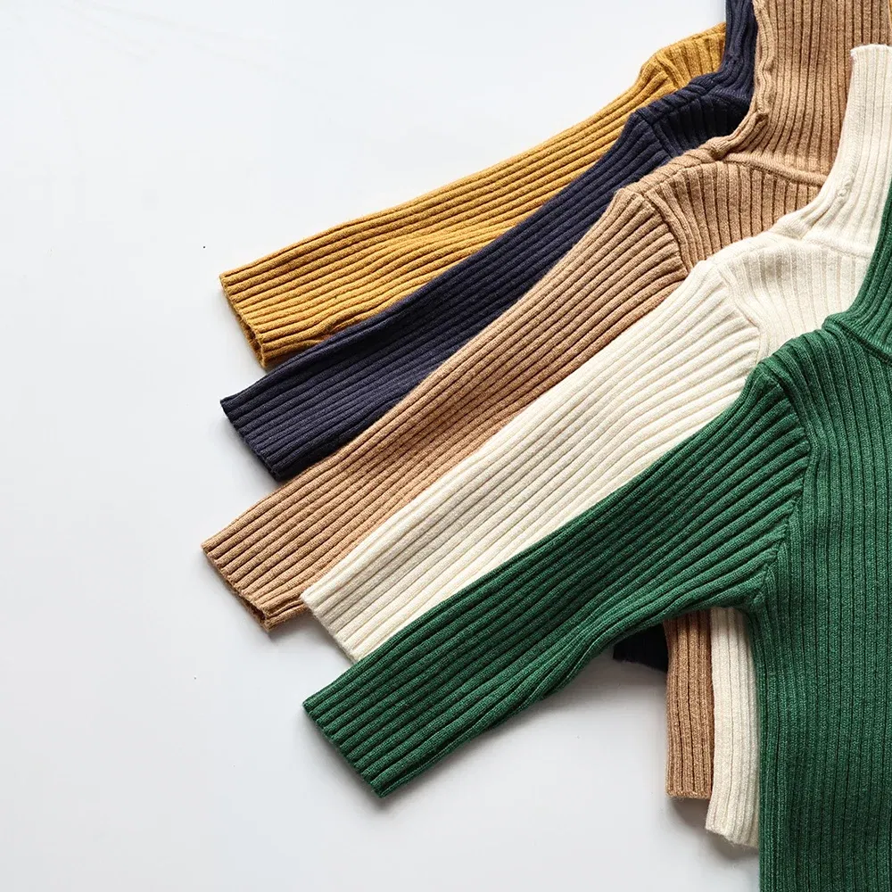 Color: SKY BLUE, Kid Size: 3T - MILANCEL Autumn Soft Tight Unisex Kids Knitwear Sweaters Solid Multi Color Girls Sweater Brief Boys Pullover Turtleneck Outwear