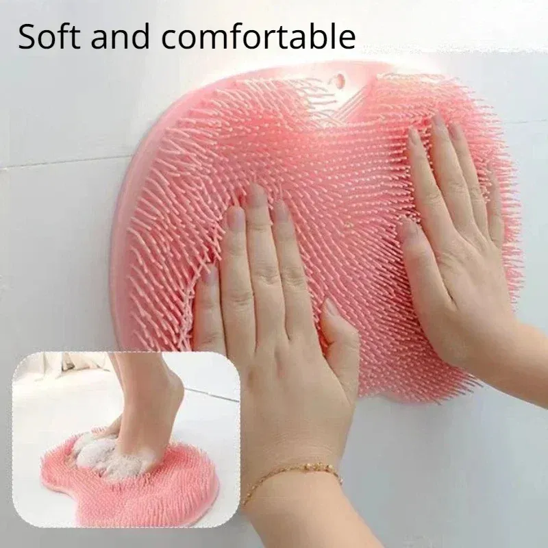 Color: green - Non-slip Shower Mat Silicone Massage Wash Foot Pad Bath Massage Brush Pad Bathroom Rub Back Brush with Sucker Cleaning Tools